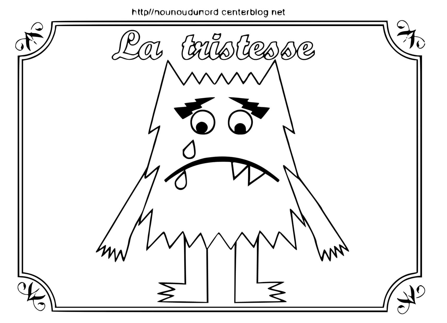 Coloriage Monstre Des Emotions La Tristesse - Monstre à imprimer