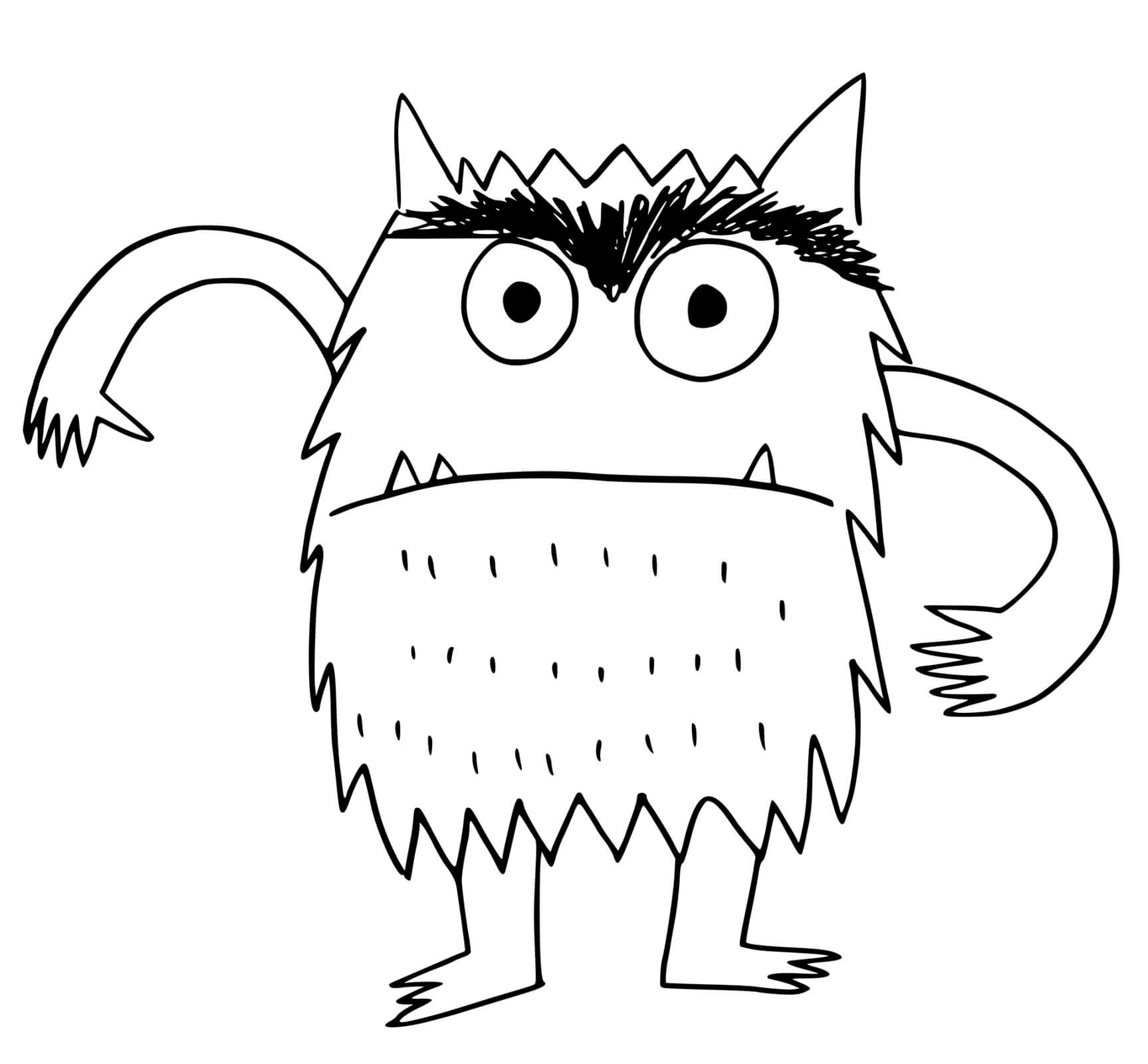 Coloriage Monstre Effrayant Et Poilus - Monstre à imprimer