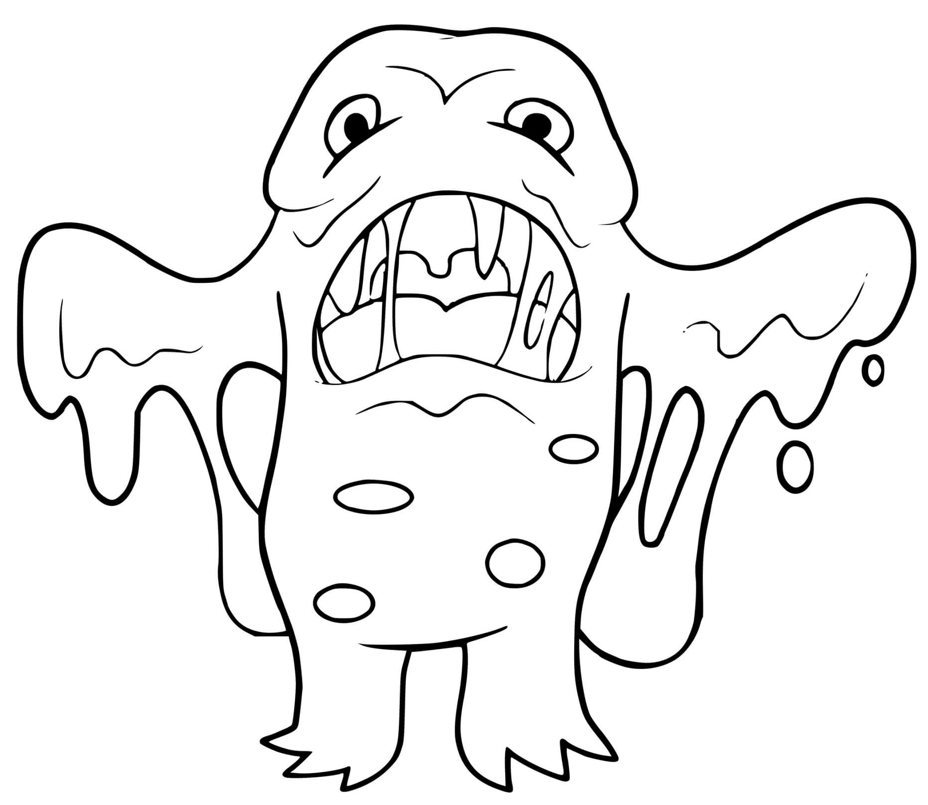 Coloriage Monstre Effrayant Qui Fond Au Soleil - Monstre à imprimer