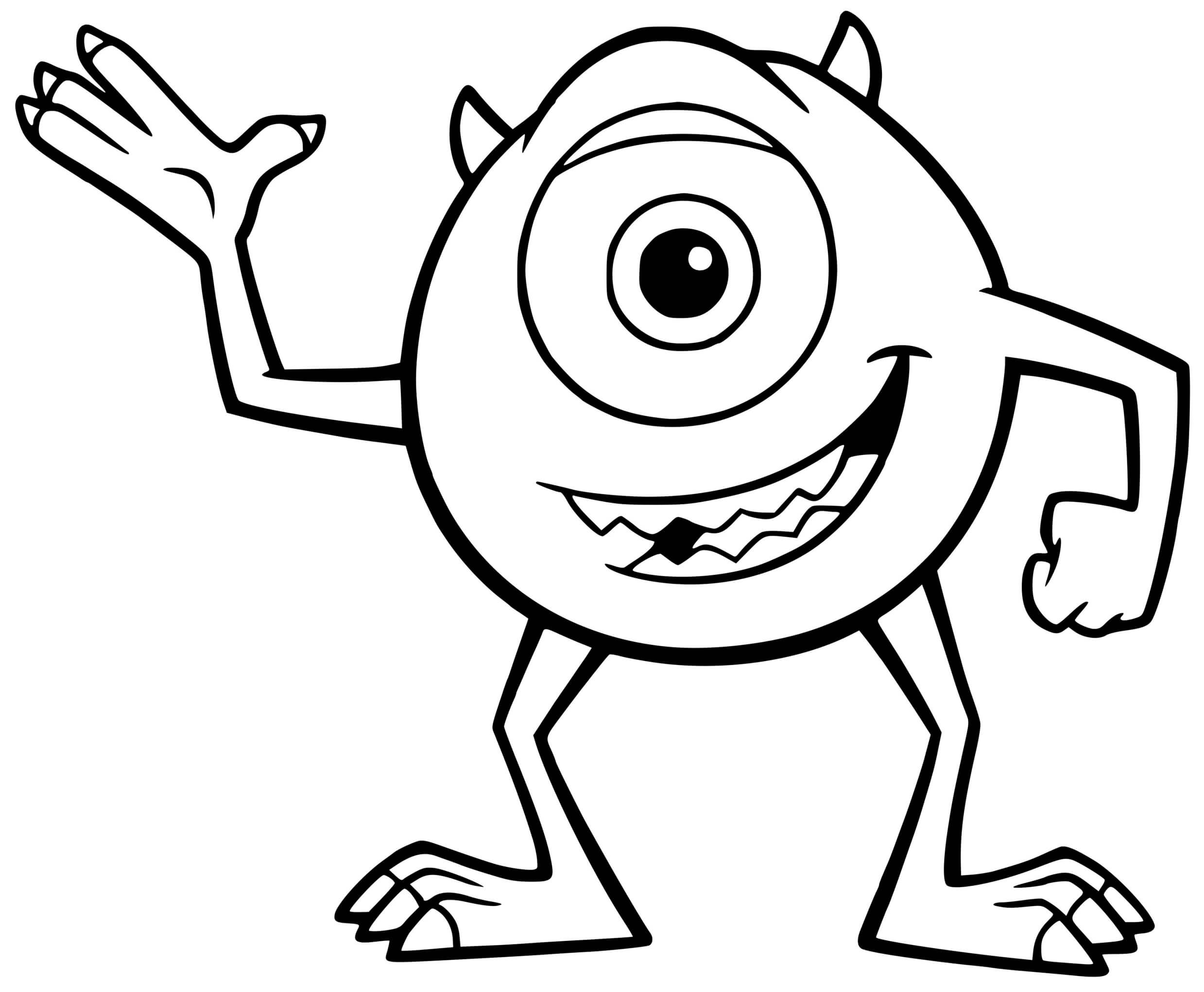 Coloriage Monstre Et Cie Inc Fait Un Salut - Monstres et Cie à imprimer