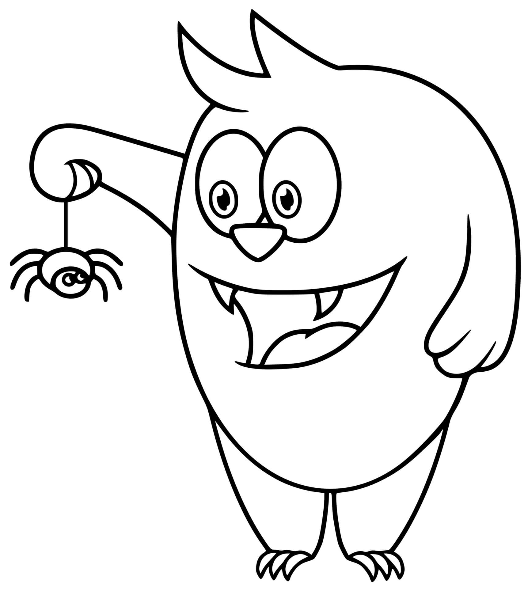 Coloriage Monstre Halloween Avec Une Araignée - Monstre à imprimer