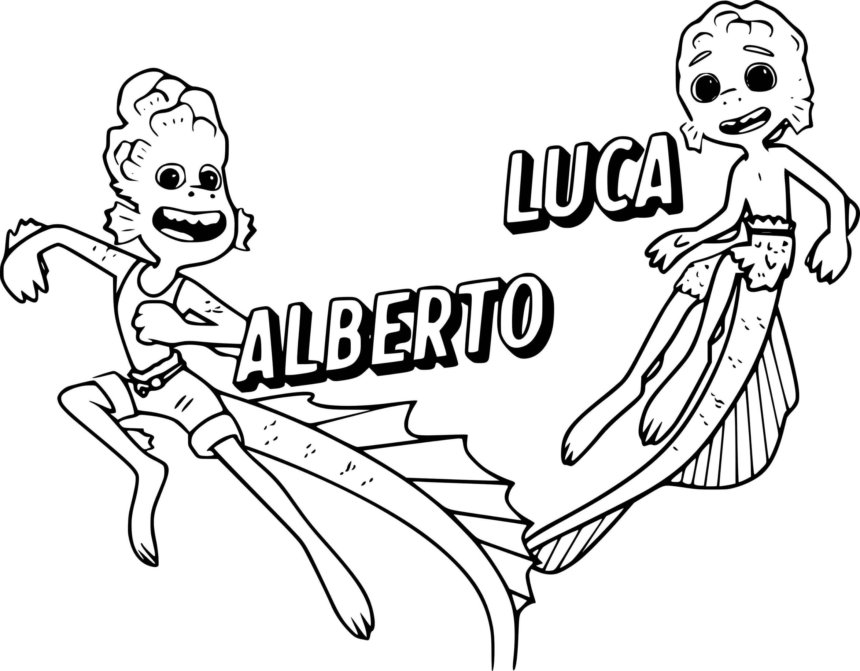 Coloriage Monstre Marin Alberto And Luca - Luca de Disney Pixar à imprimer