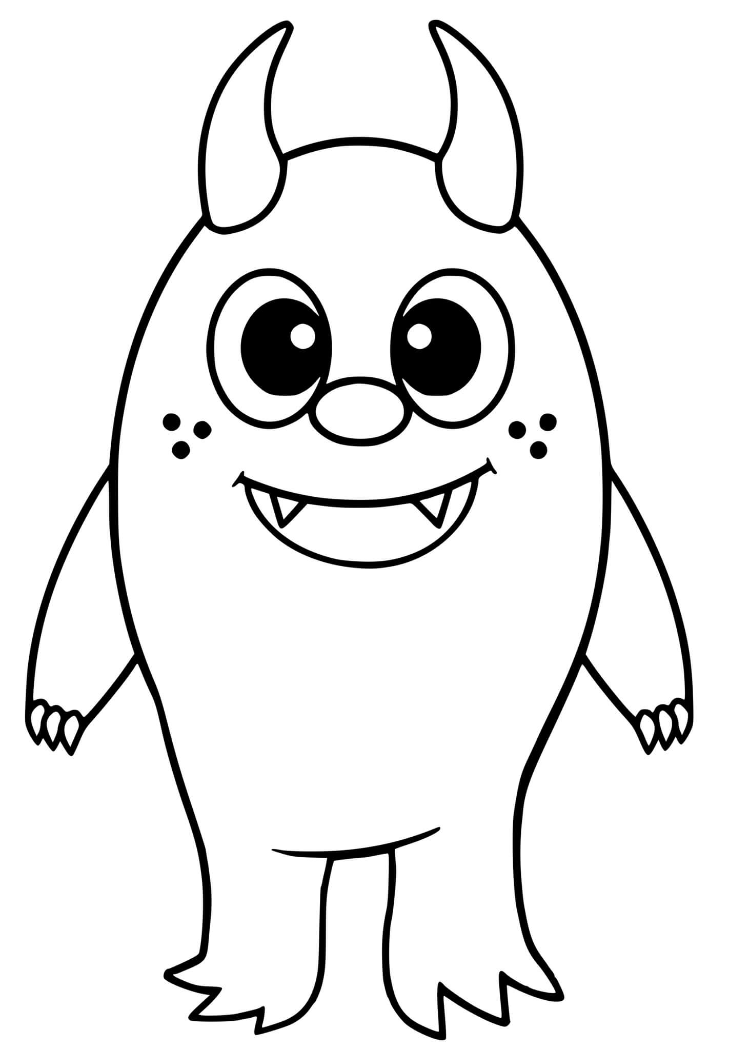 Coloriage Monstre Maternelle Mignon - Monstre à imprimer