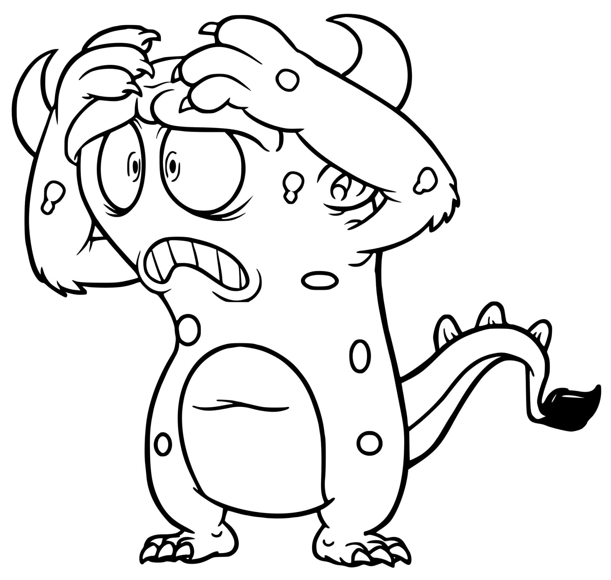 Coloriage Monstre Rigolo Qui A Peur - Monstre à imprimer