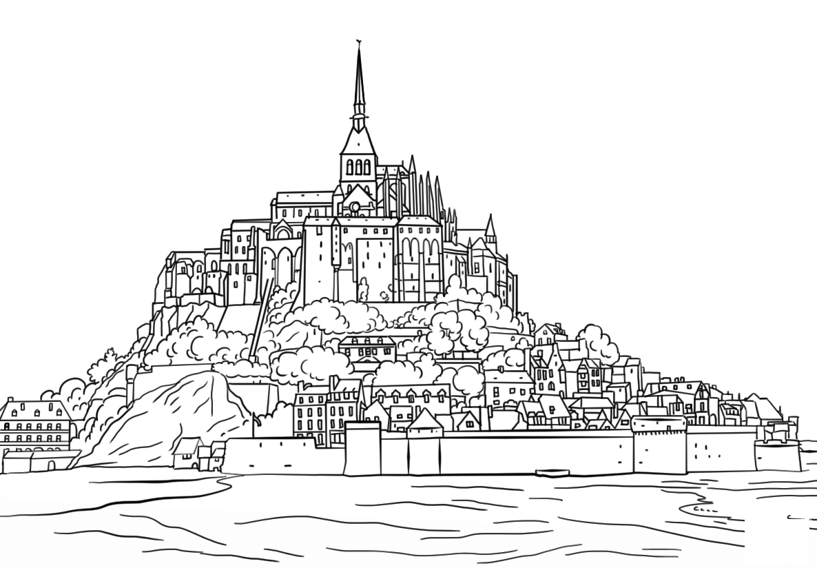 Coloriage Mont Saint Michel - France à imprimer
