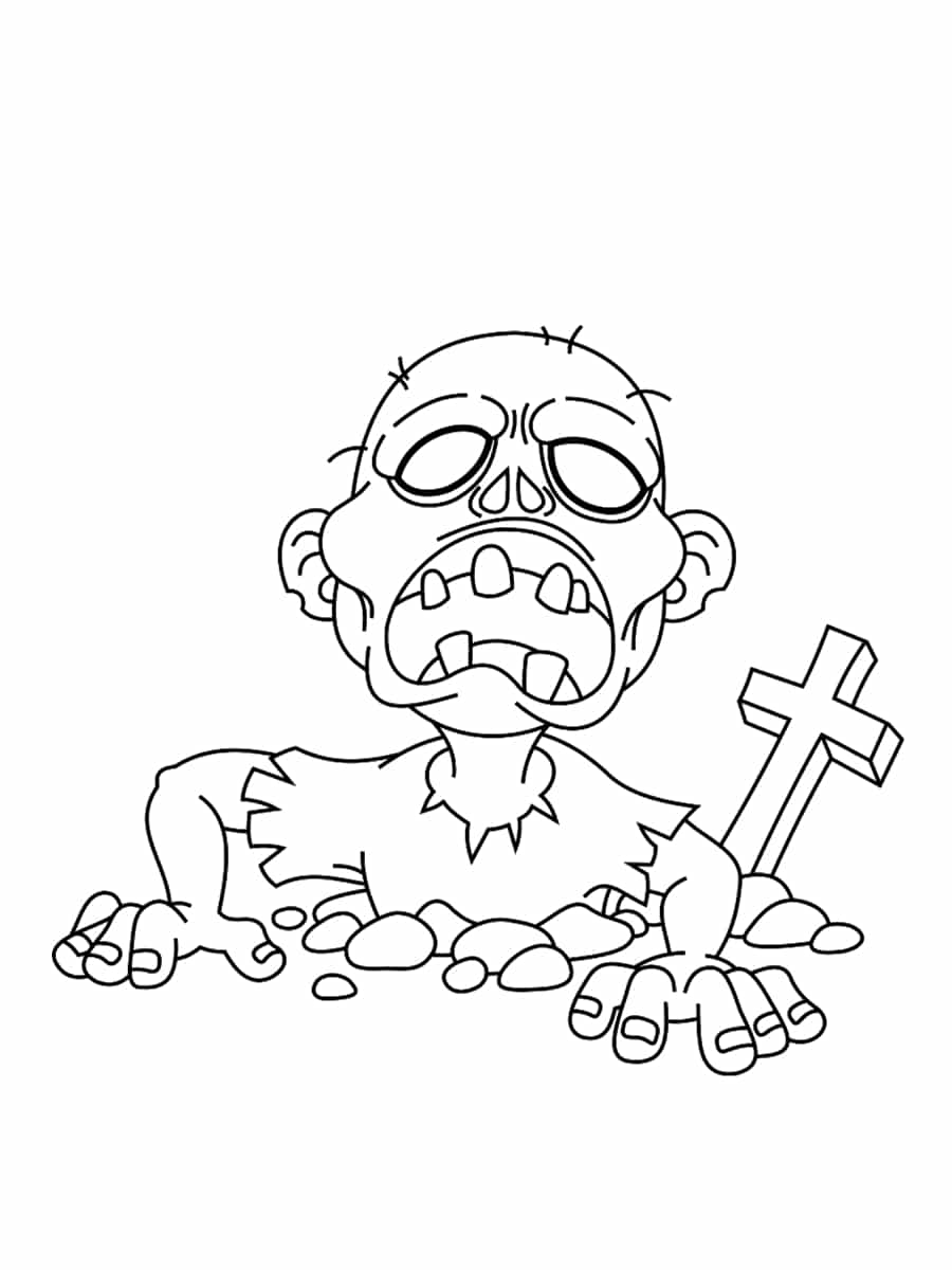 Coloriage Mort Vivant Sort De Son Cercueil - Zombie à imprimer