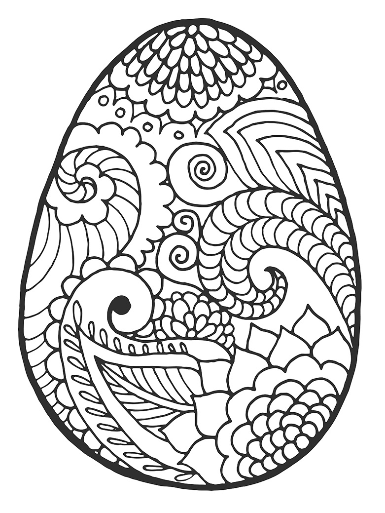 Coloriage Motifs Fleurs Vegetation Tropical Œuf - Pâques à imprimer