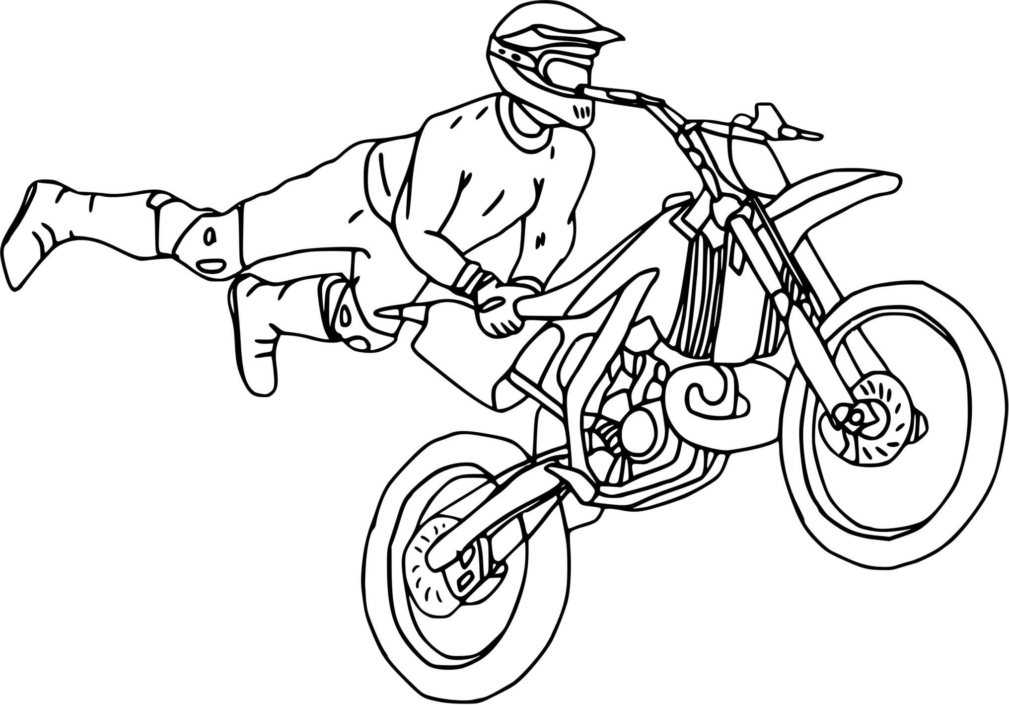 Coloriage Moto Cross De Style Libre - Motocross à imprimer