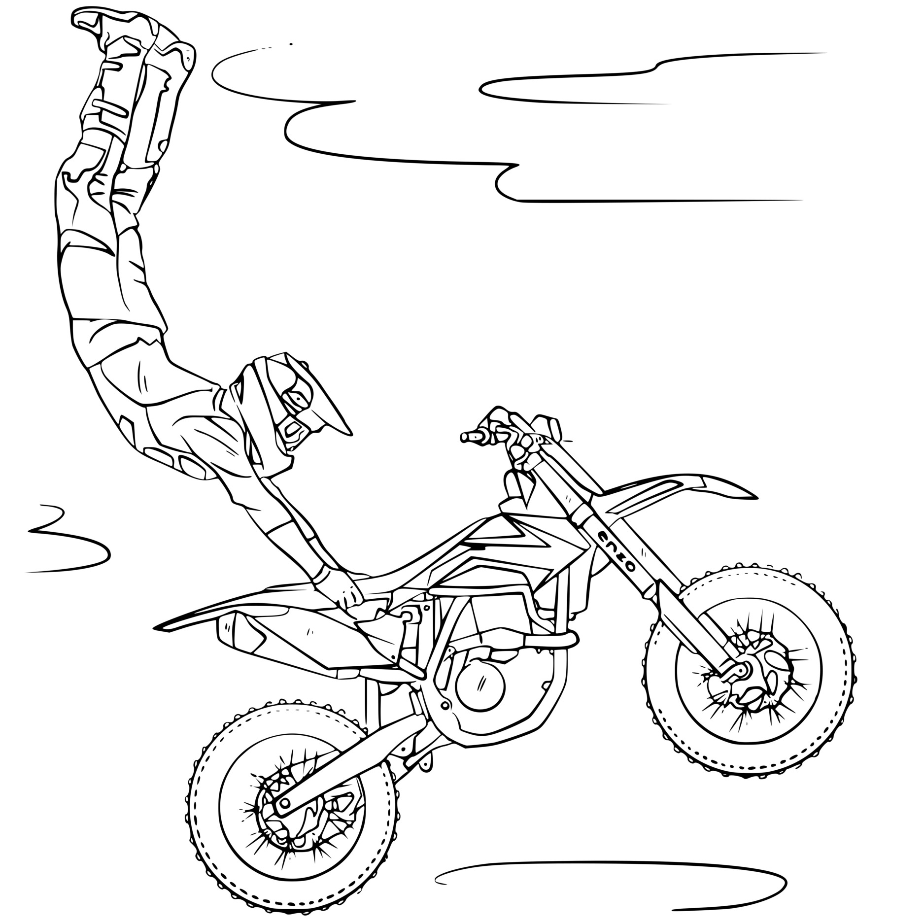 Coloriage Moto Cross Motorcycles Grand Saut - Motocross à imprimer