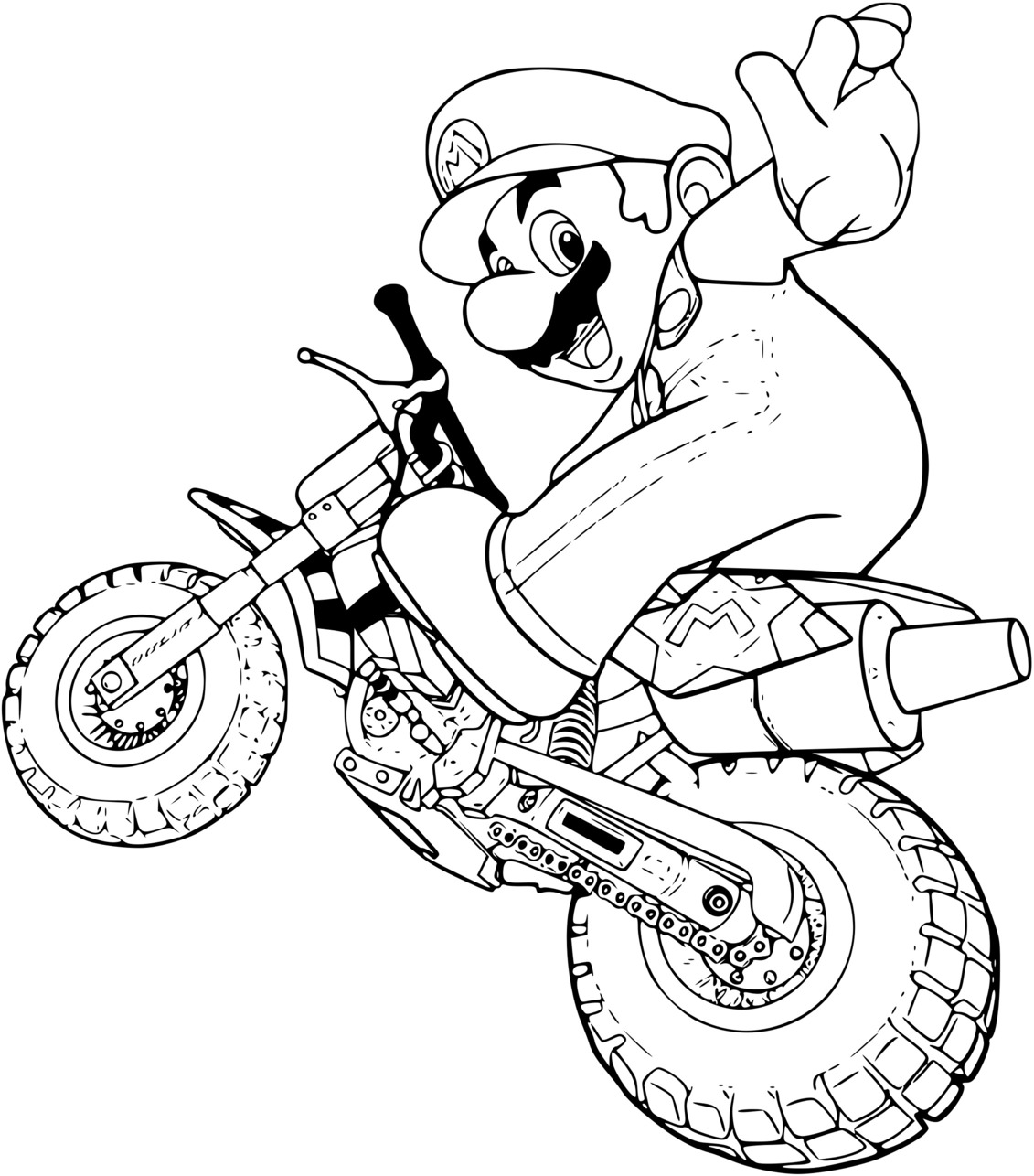 Coloriage Moto Cross Super Mario Bros - Motocross à imprimer