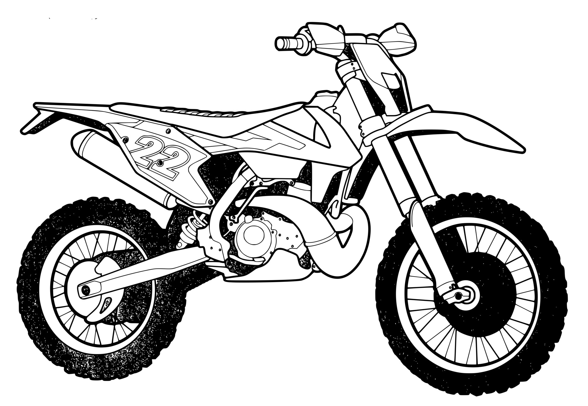 Coloriage Moto Cross Tout Terrain Enduro - Motocross à imprimer