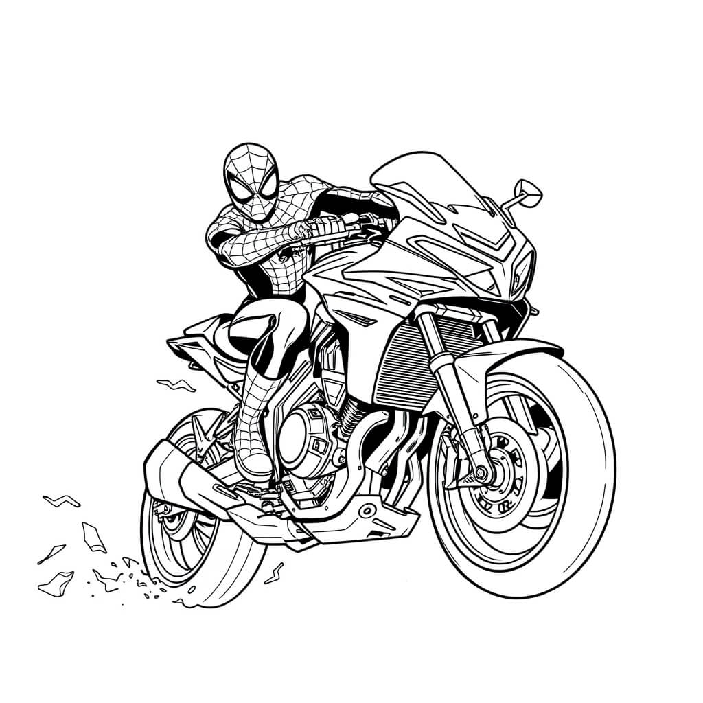 Coloriage Moto Drift Spider - Moto Spider-Man à imprimer