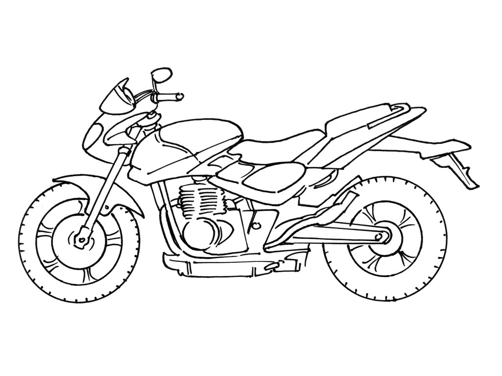 Coloriage Moto simplifiée pour jeunes pilotes - Moto à imprimer