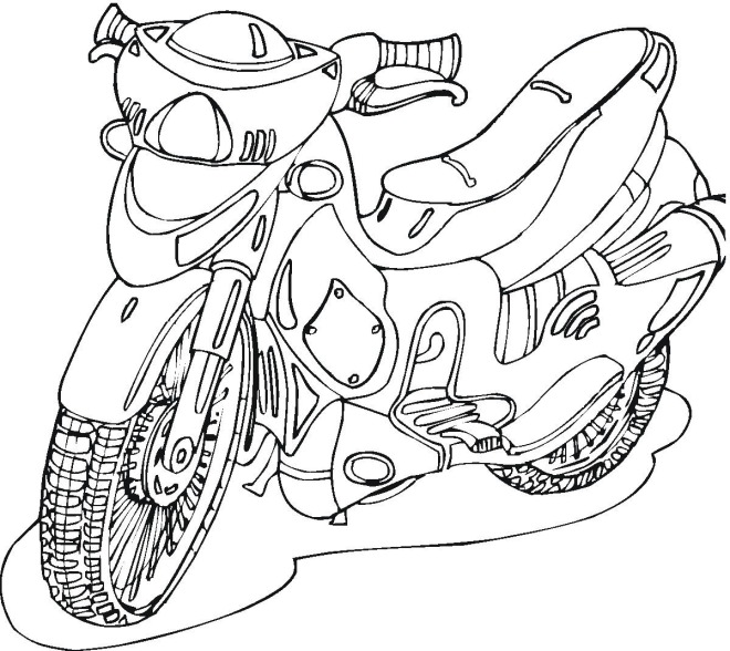 Coloriage Motard chevauchant une puissante moto - Moto à imprimer