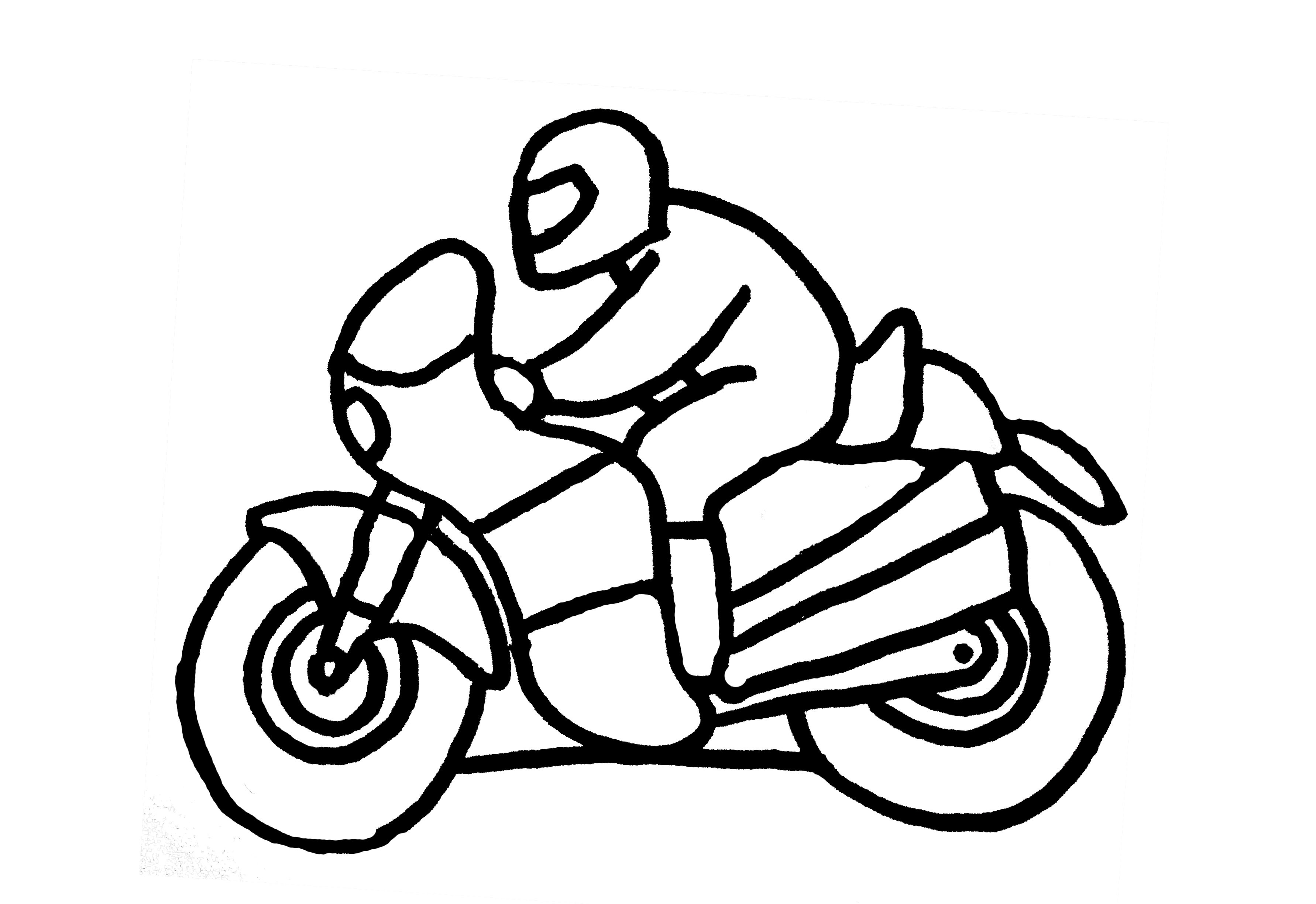 Coloriage Moto de course en accélération - Moto à imprimer