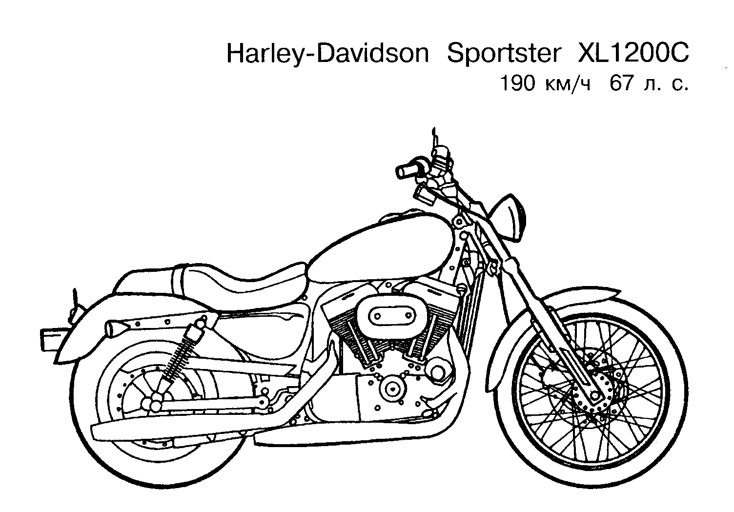 Coloriage Moto Harley Davidson Sport - Moto à imprimer