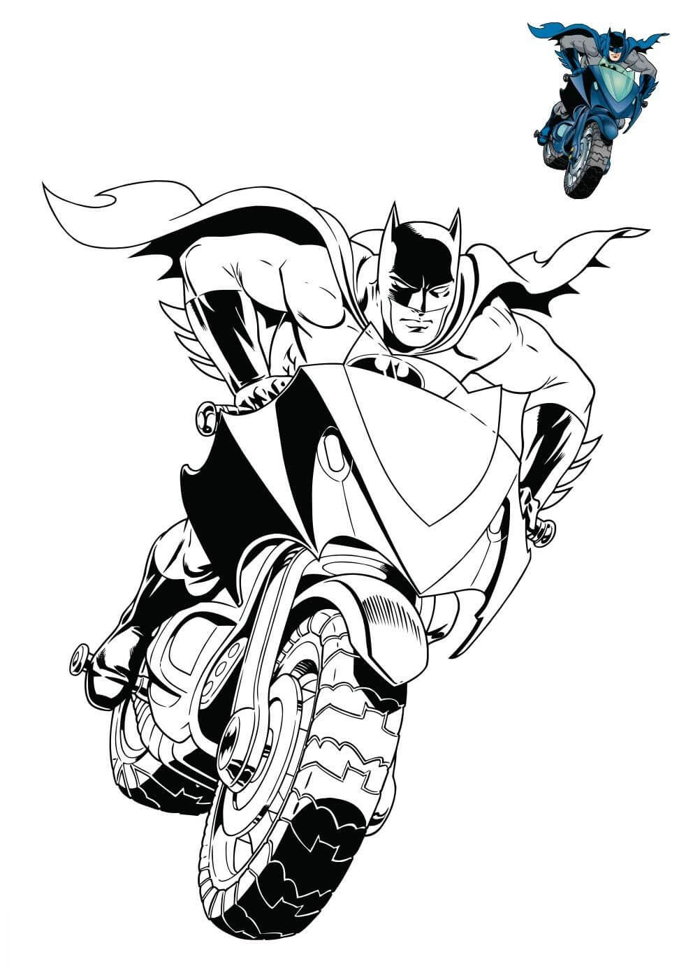 Coloriage Moto Homme Chauve Souris Dc Comics - Batman à imprimer