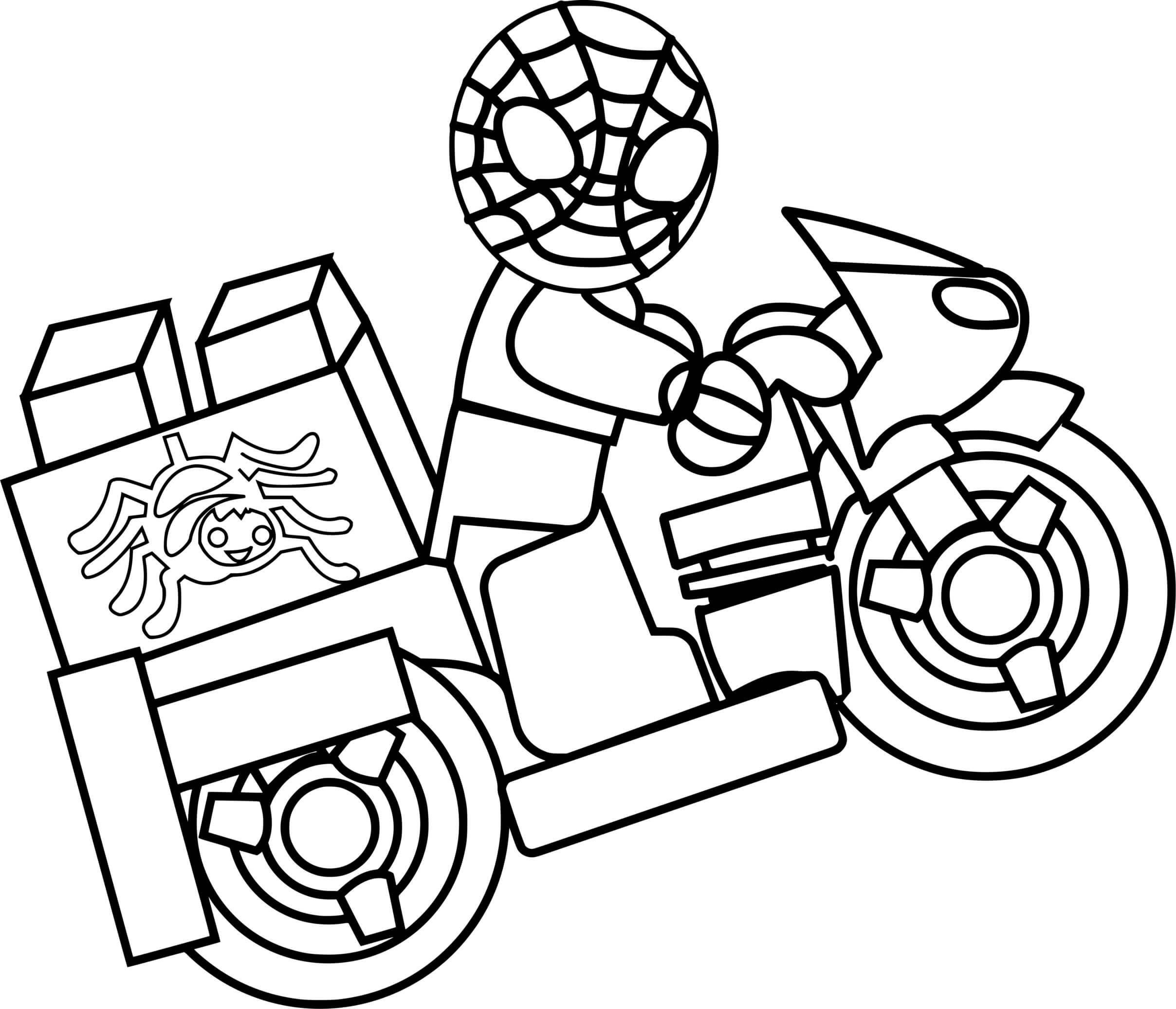 Coloriage Moto Lego Spiderman - Moto à imprimer