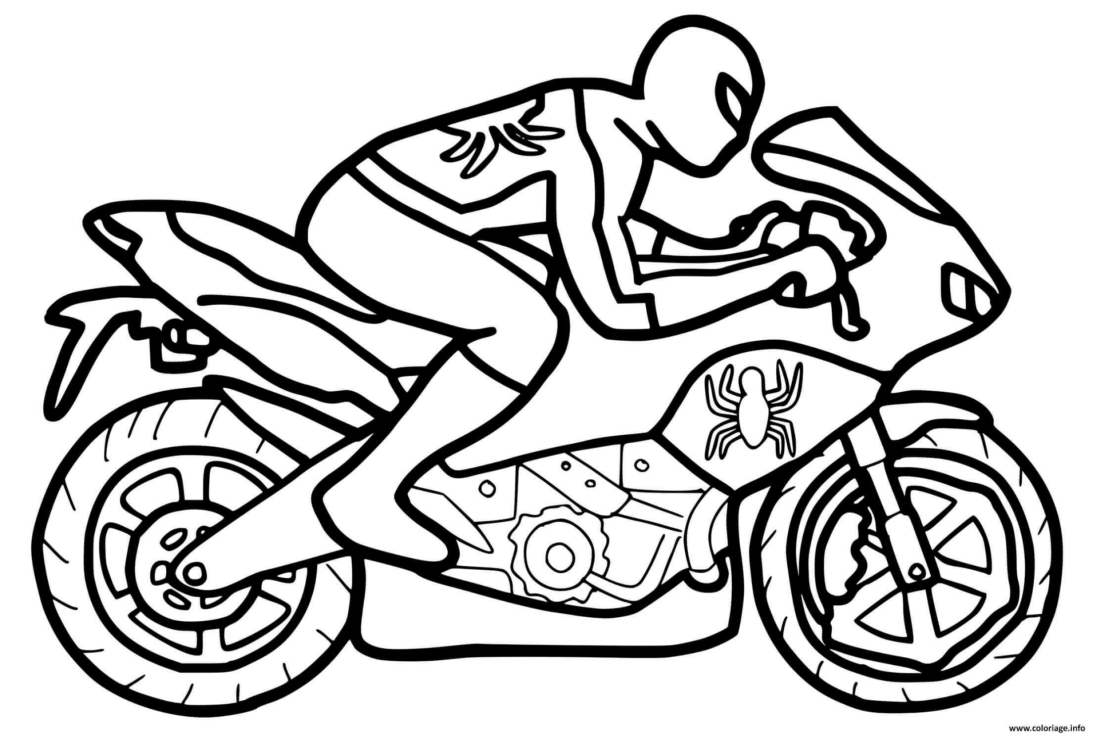 Coloriage Moto Spiderman En Pleine Vitesse - Moto Spider-Man à imprimer