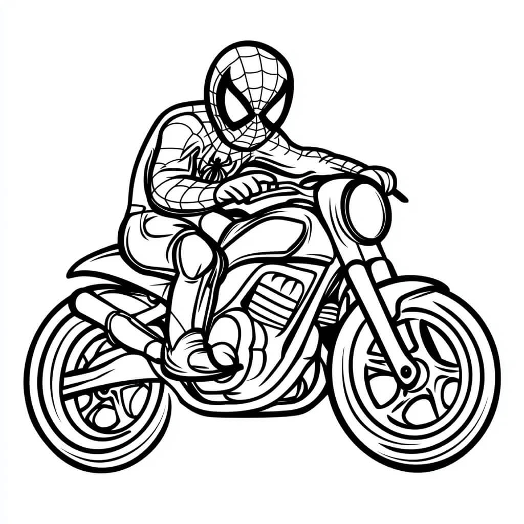 Coloriage Moto Spiderman Harley Davidson - Moto Spider-Man à imprimer
