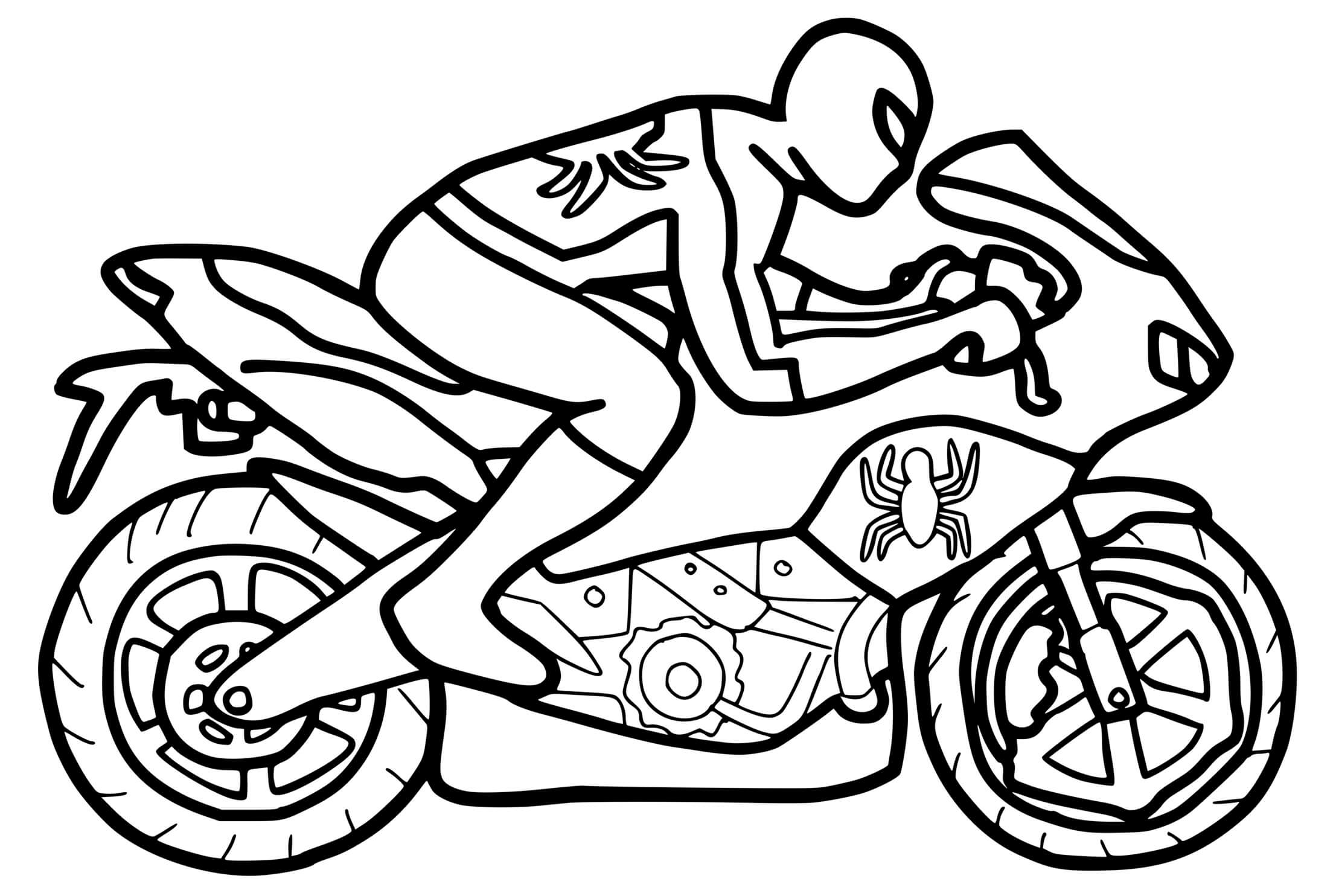 Coloriage Moto Spiderman Vitesse - Moto à imprimer