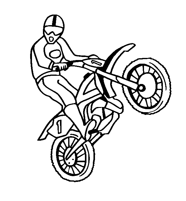 Coloriage Motocross franchissant un obstacle - Moto à imprimer