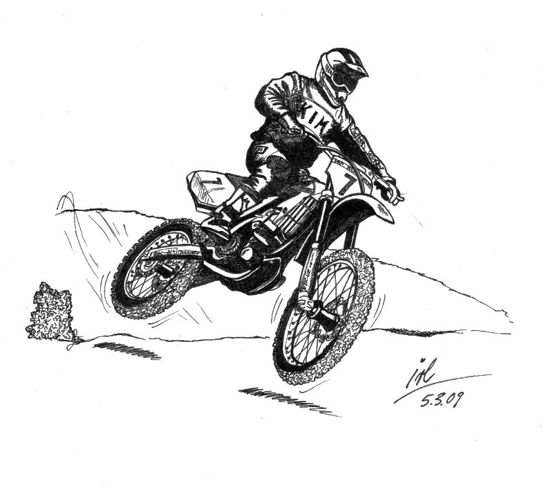 Coloriage Pilote de motocross en pleine accélération - Moto à imprimer
