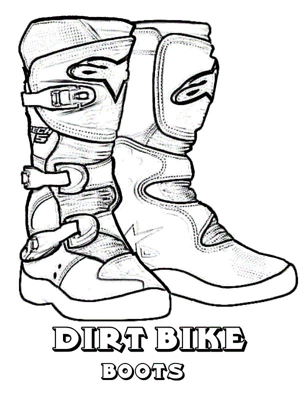 Coloriage Motocross Bottes - Moto à imprimer