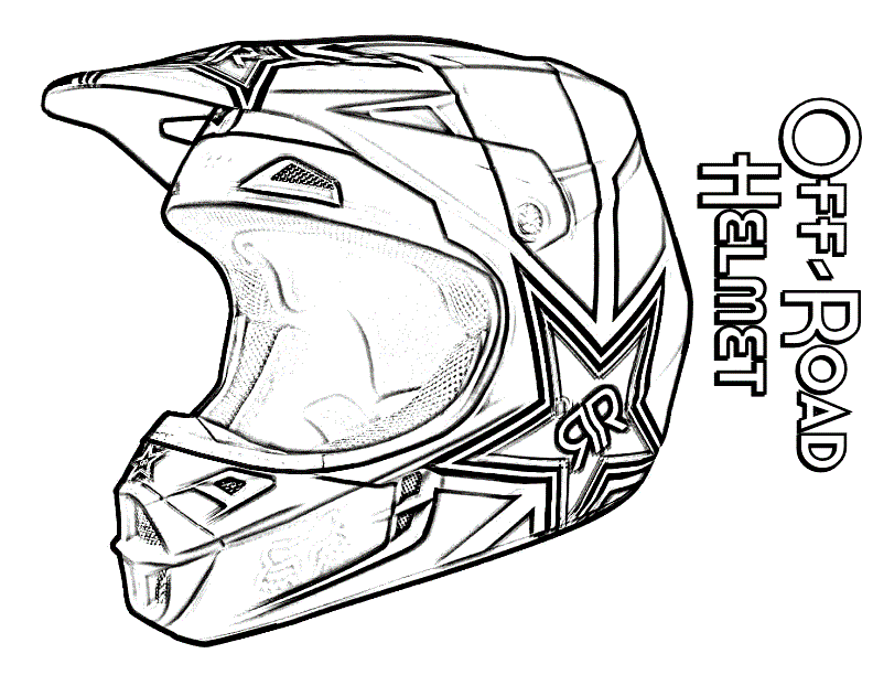 Coloriage Motocross Casque - Moto à imprimer