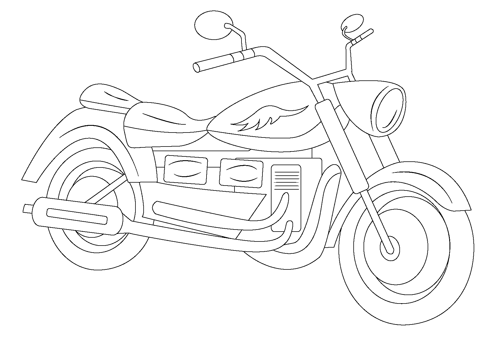 Coloriage Motocyclette de sport sur la route - Moto à imprimer