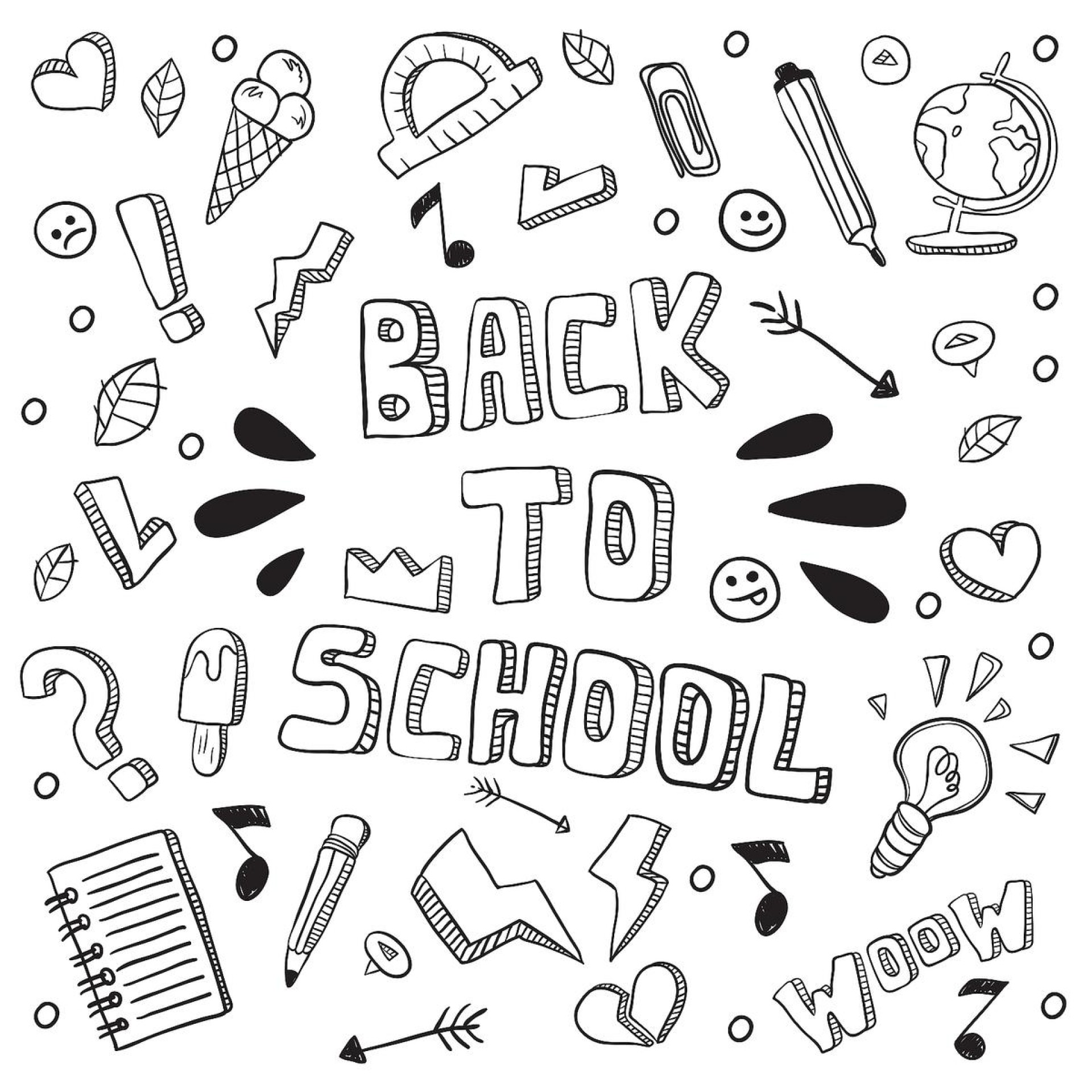Coloriage Mots Rentrée Scolaire Icones Amusants - Rentrée scolaire à imprimer