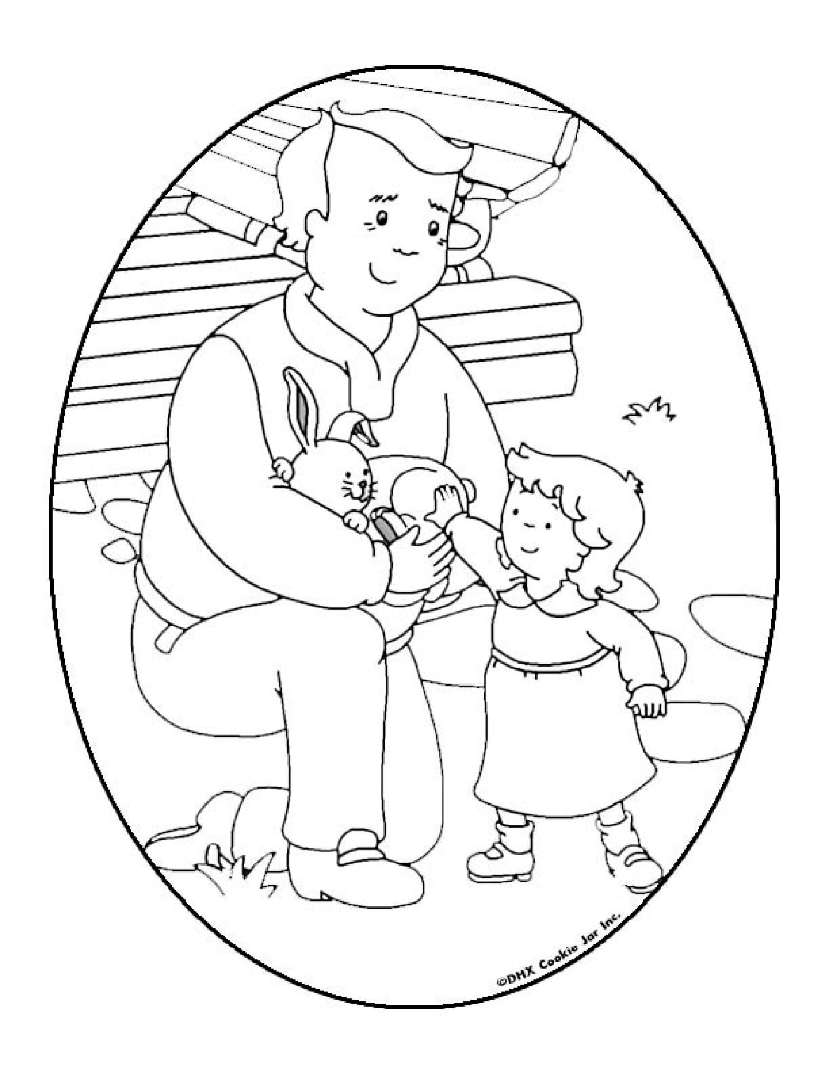 Coloriage Mousseline Aime Le Lapin De Son Grand Père Papi - Caillou à imprimer