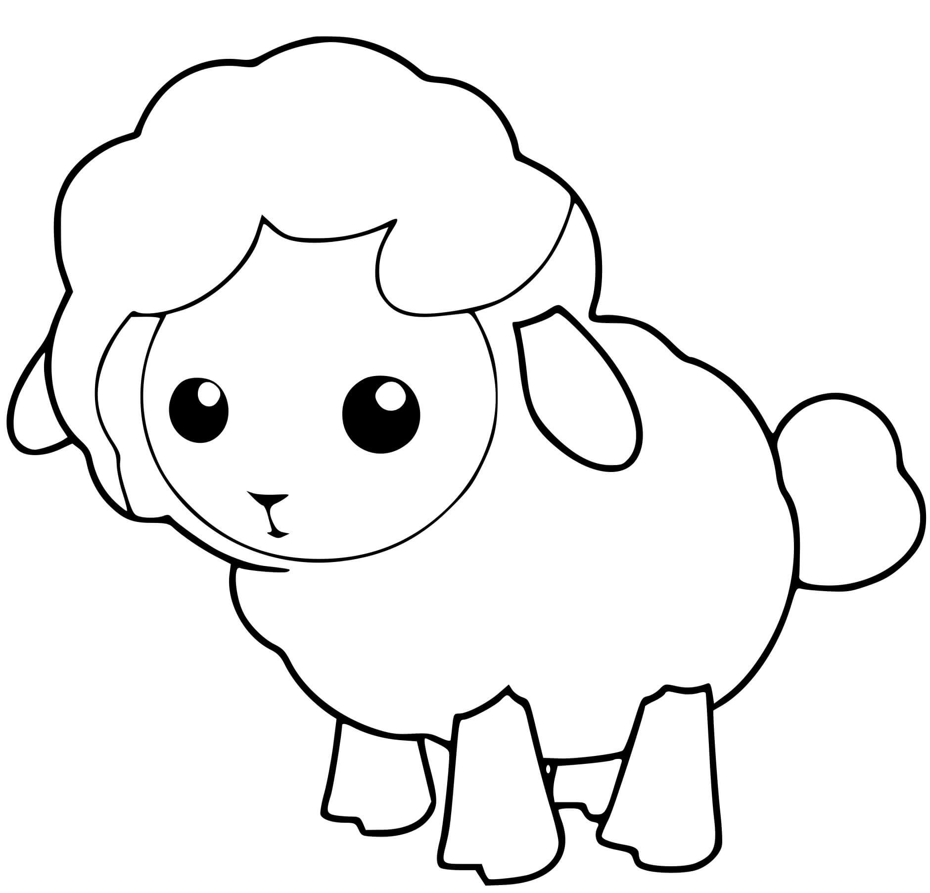Coloriage Mouton Agneau Petit Facile - Mouton à imprimer