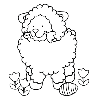 Coloriage Mouton De Pâques Avec Un Œuf Et Une Rose Facile - Pâques facile à imprimer
