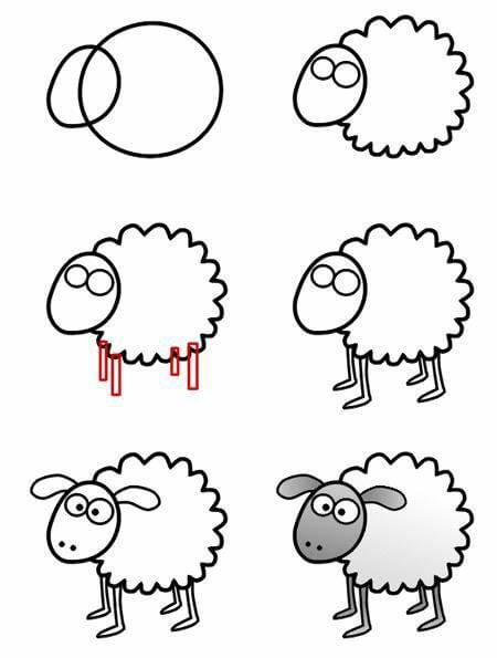 Coloriage Mouton Dessin Animaux Facile - Dessin facile à imprimer