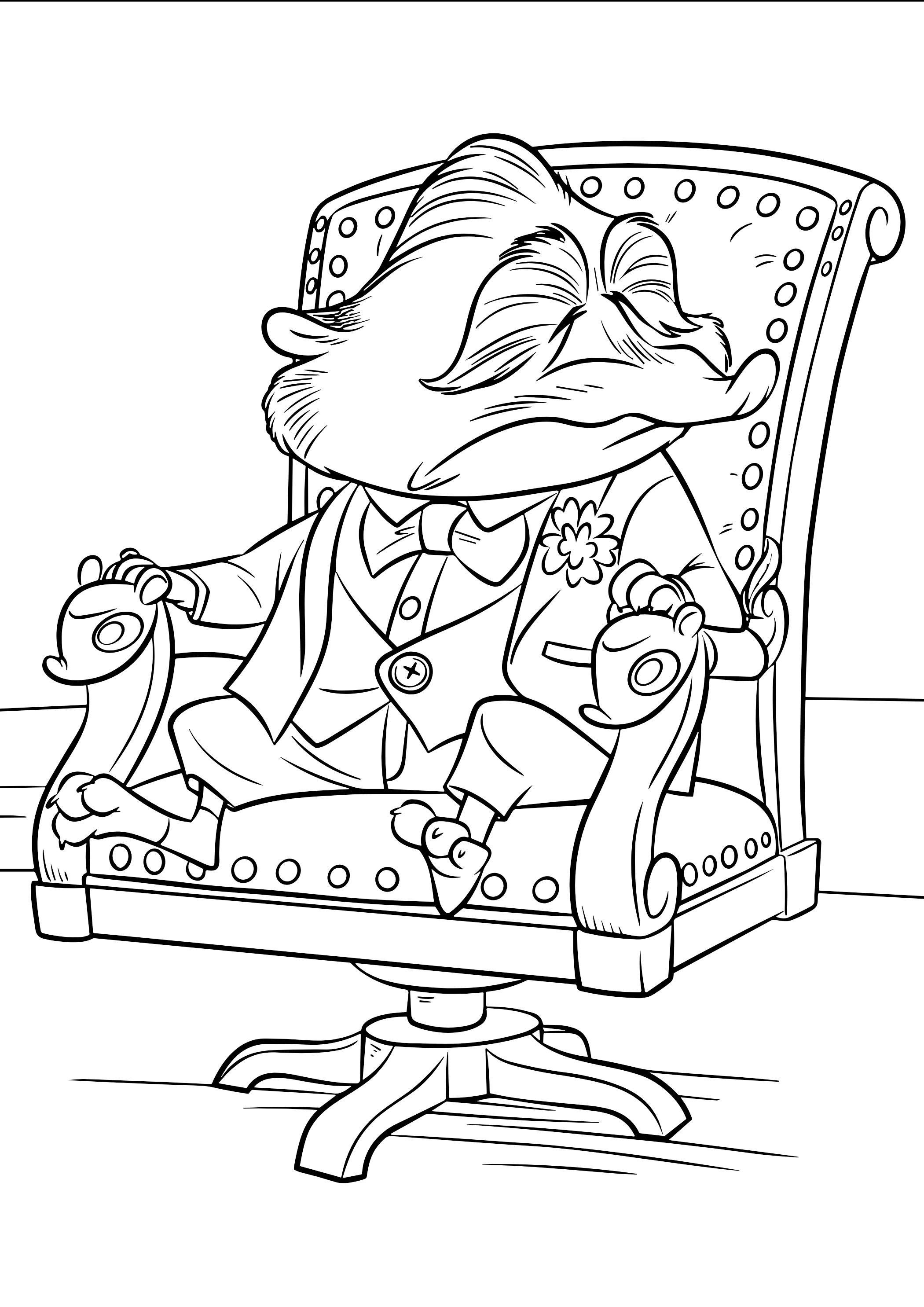 Coloriage Mr Big Endormi Dans Un Fauteuil - Zootopie à imprimer