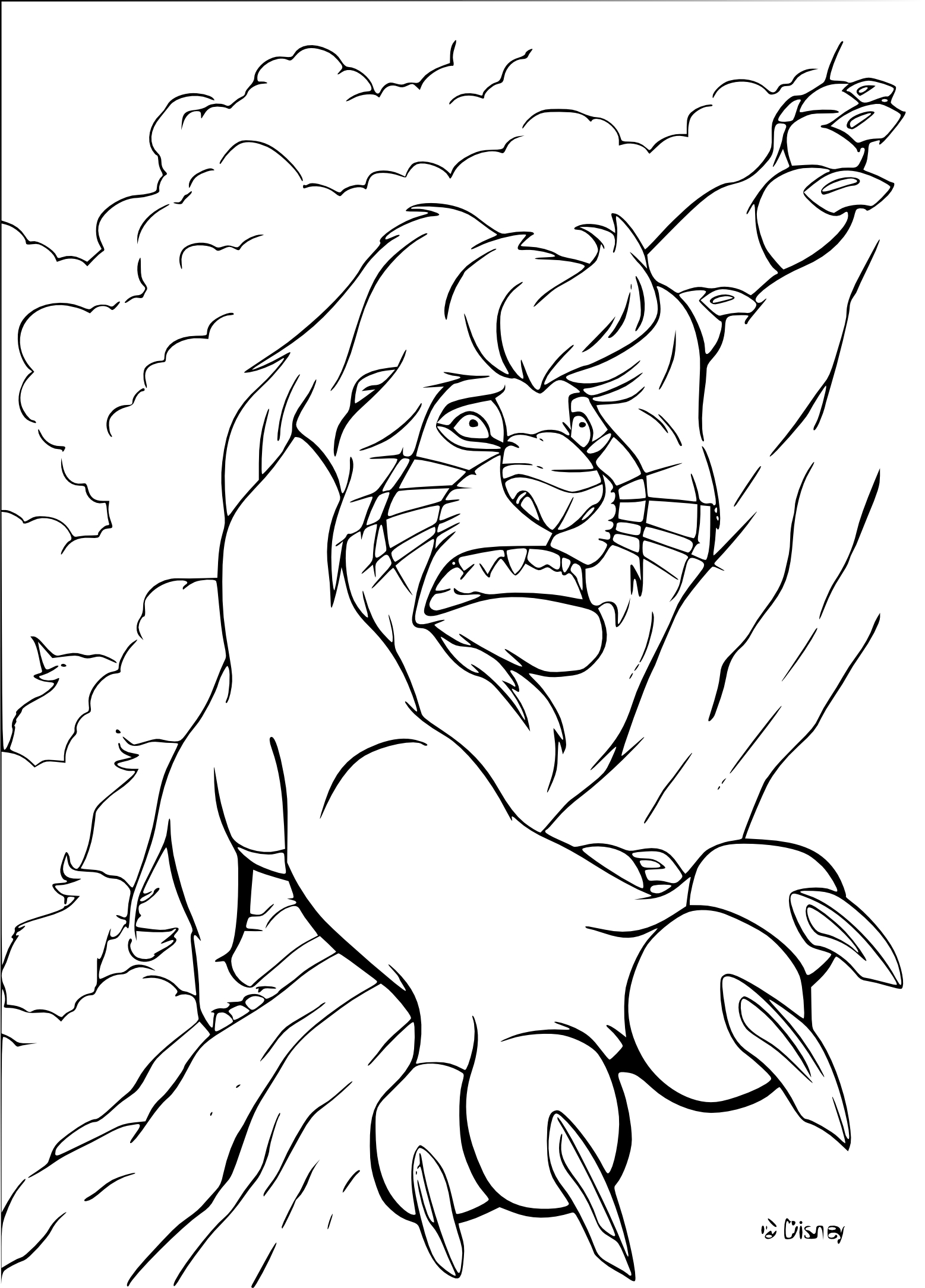 Coloriage Mufasa De Disney Entrain De Tomber - Roi lion à imprimer