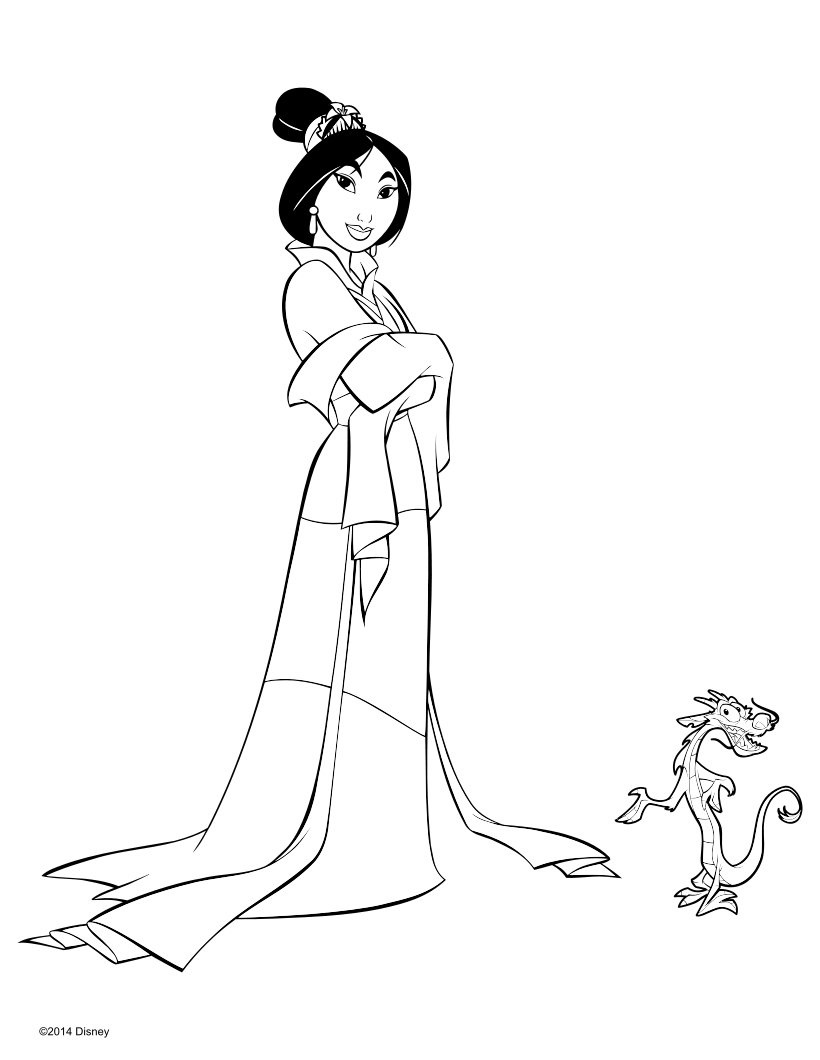 Coloriage Mulan Activite Princesses Disney - Mulan à imprimer
