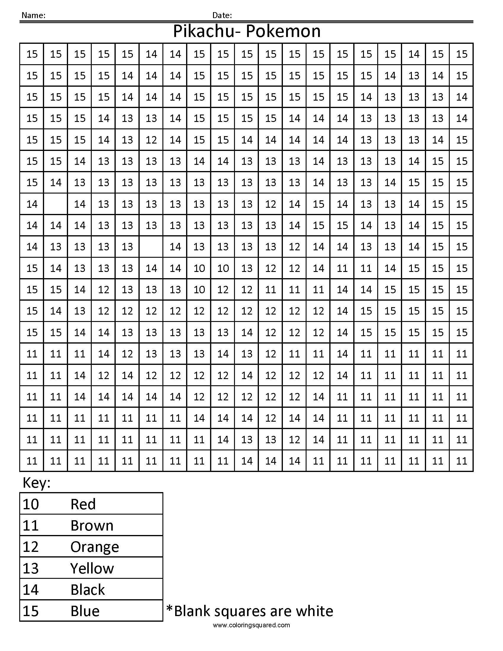 Coloriage Multiplication Pikachu Pokemon - Magique à imprimer