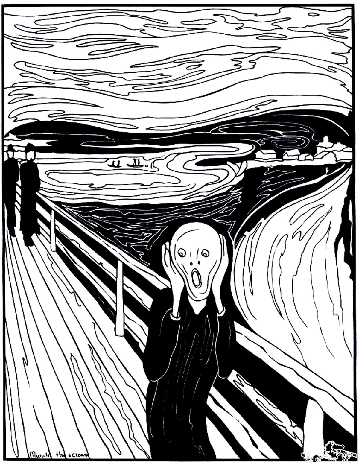 Coloriage Munch Le Cri - Art à imprimer