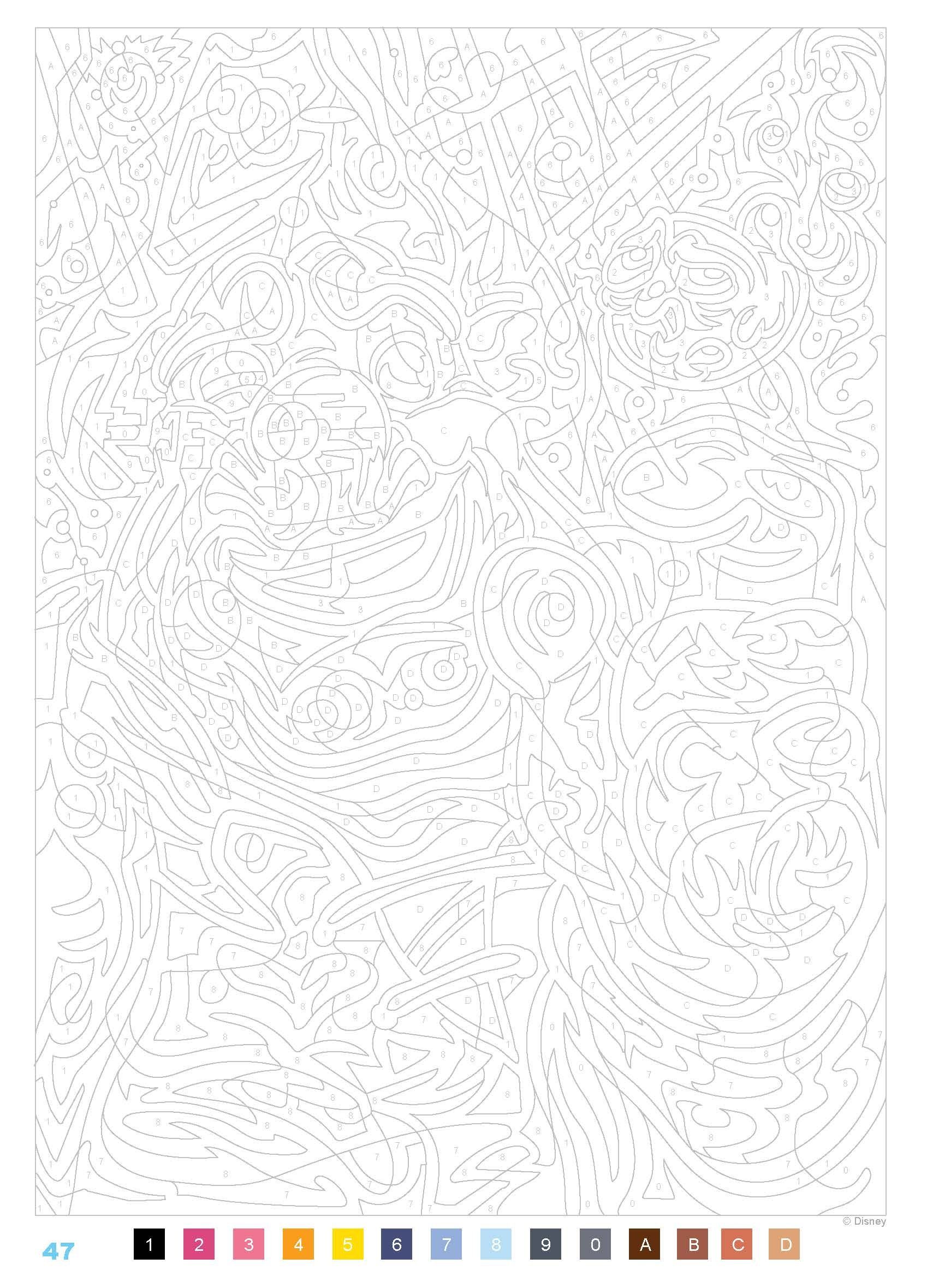 Coloriage Grands classiques Disney en énigme - Mystere disney à imprimer