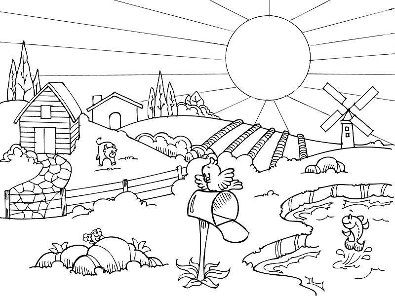 Coloriage Nature Été Vacances Paysage - Nature à imprimer