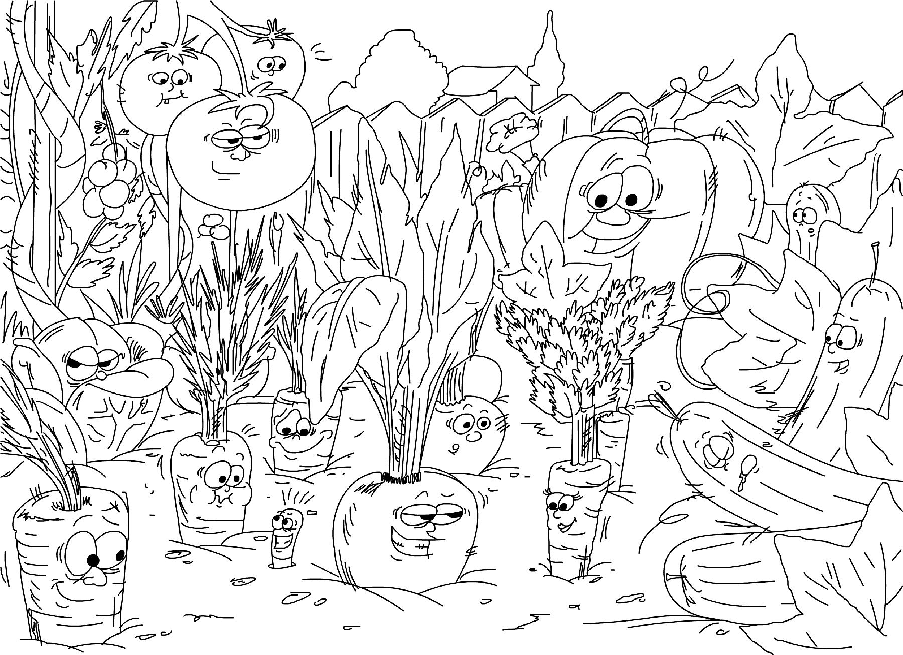 Coloriage Nature Jardin De Légumes Carottes - Nature à imprimer