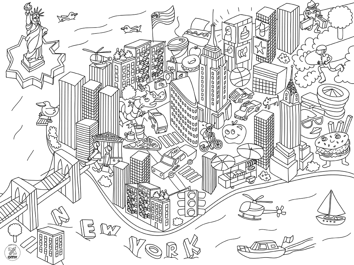 Coloriage New York Ville Usa Xxl - Xxl à imprimer