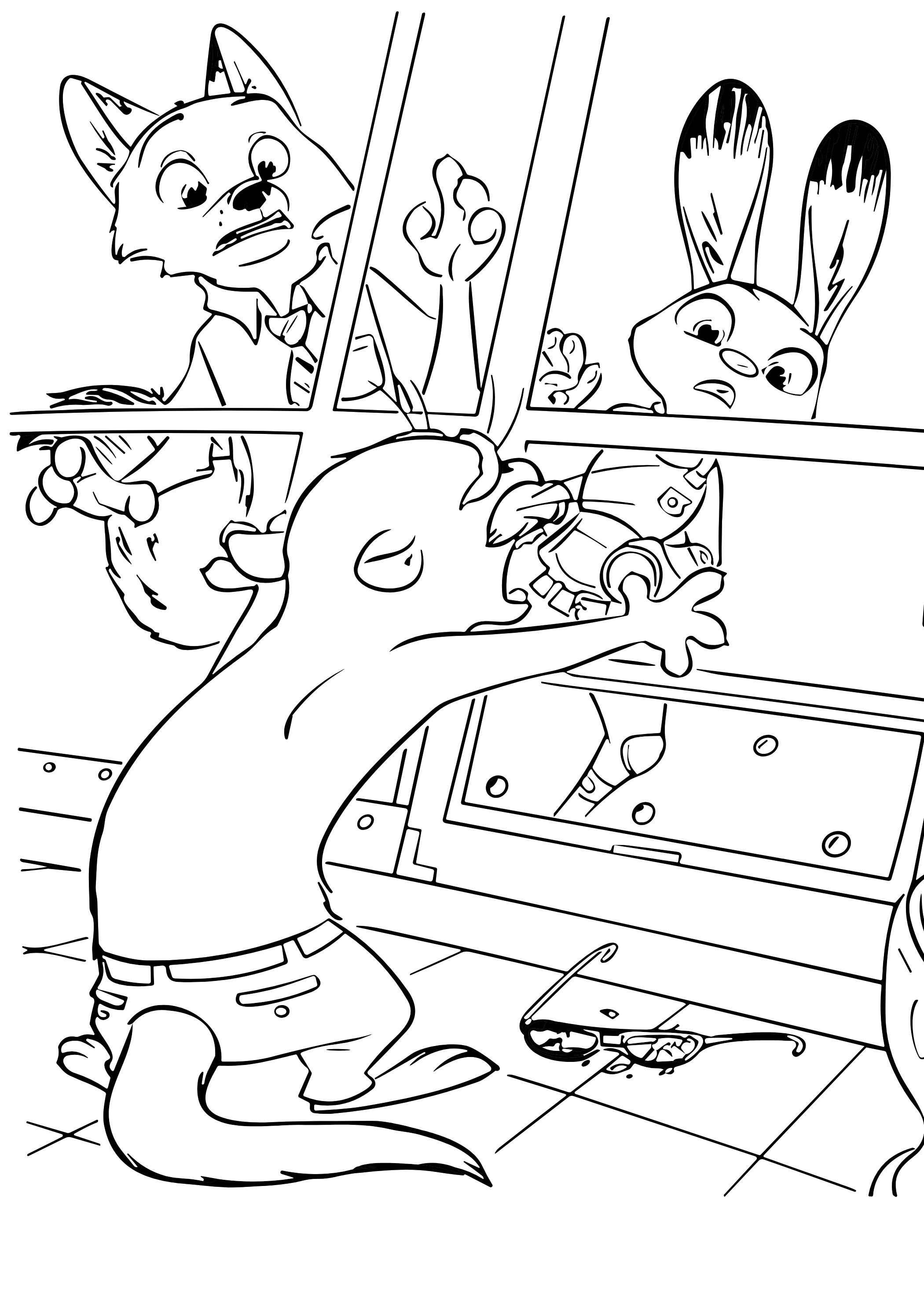 Coloriage Judy et Nick en Bus - Zootopie - Zootopie à imprimer