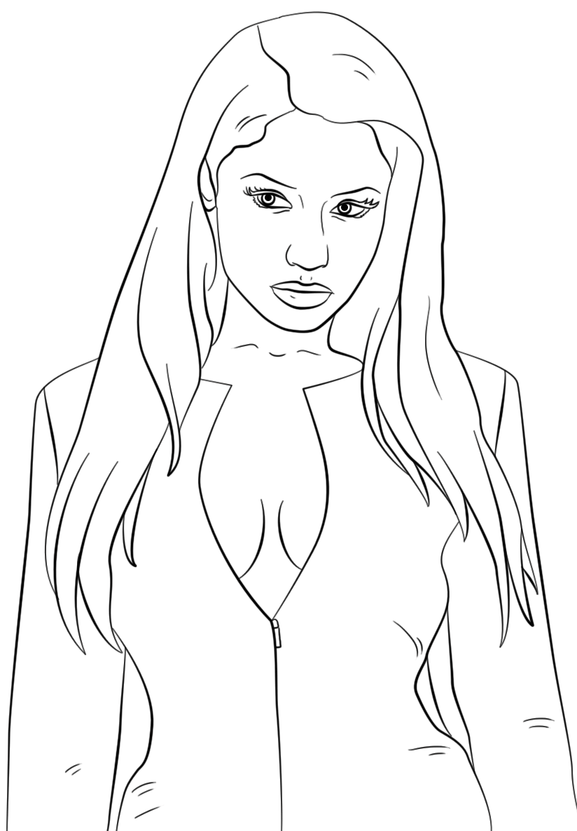 Coloriage Nicki Minaj Célébrité Star - Fille ado à imprimer