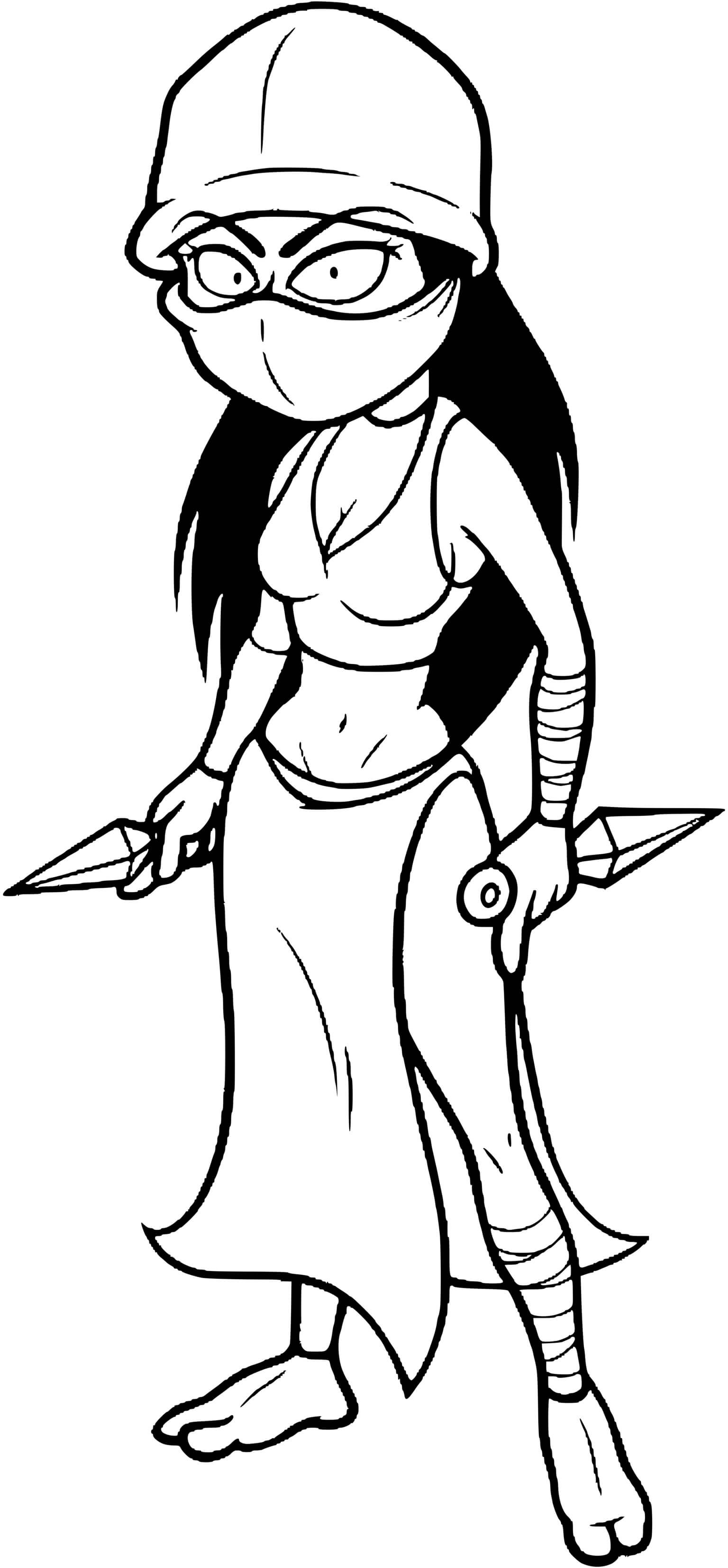 Coloriage Ninja Fille Espion - Ninja à imprimer