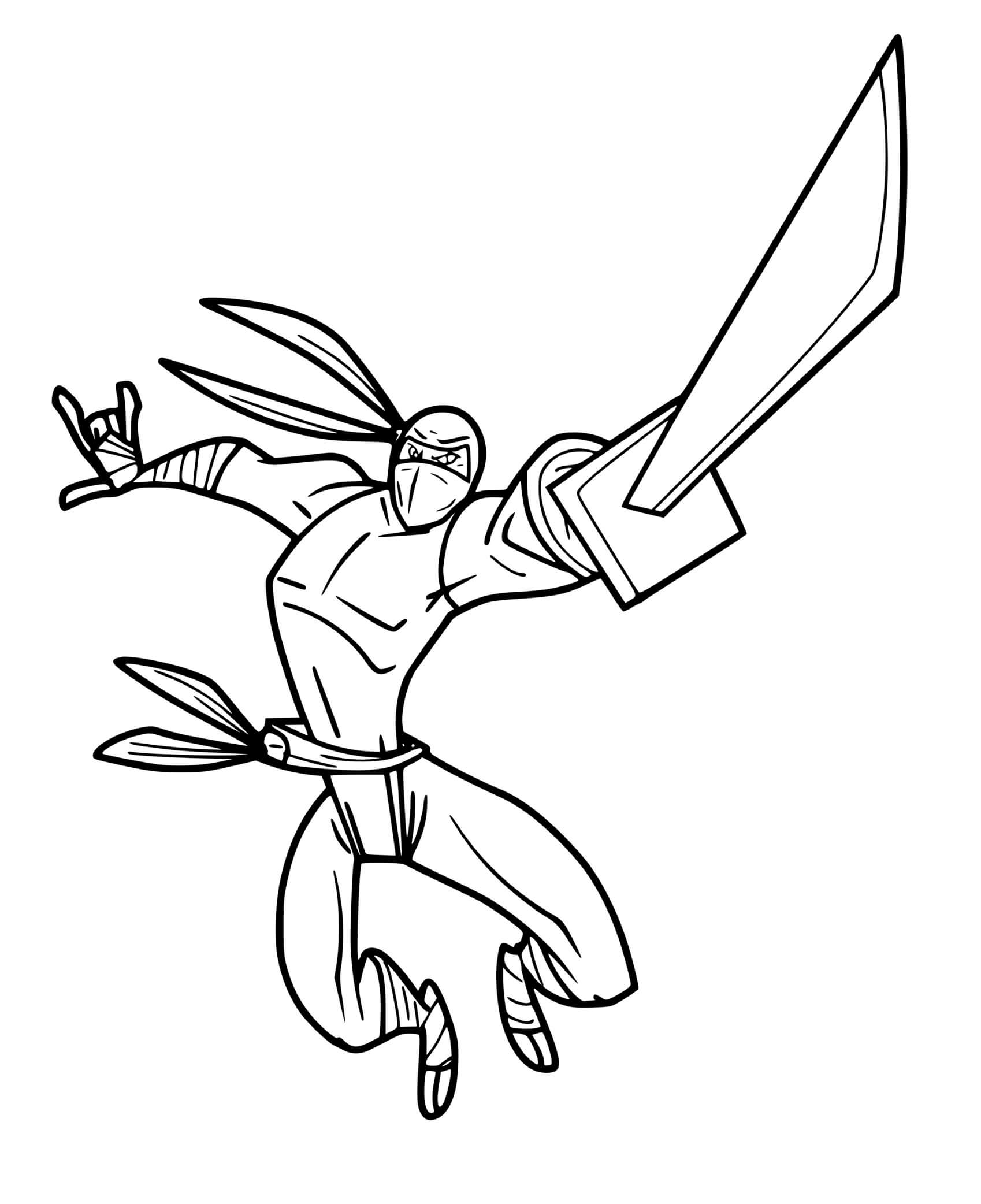 Coloriage Ninja Japonais En Feu - Ninja à imprimer