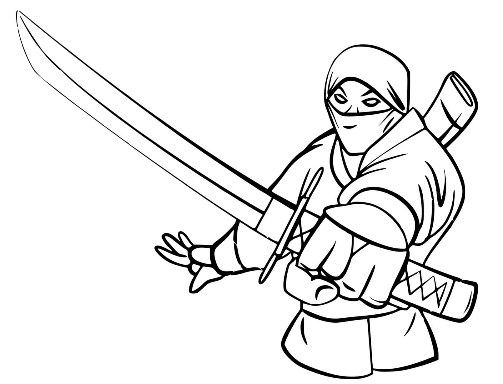 Coloriage Ninja Japonais Espion - Ninja à imprimer