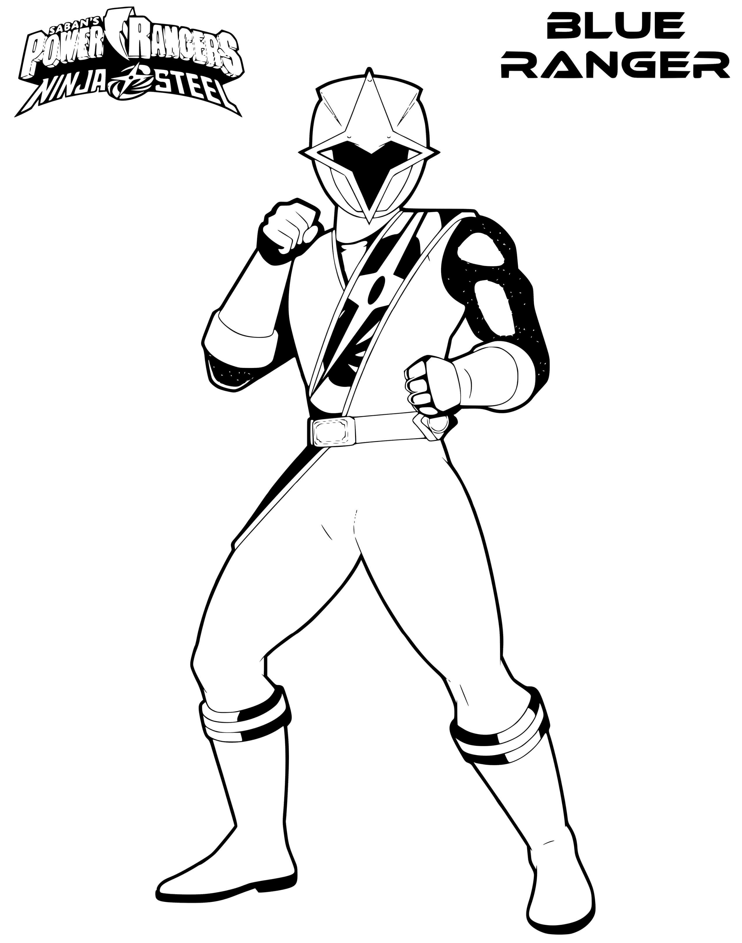 Coloriage Ninja Steel Power Rangers Bleu Ranger - Ninja à imprimer